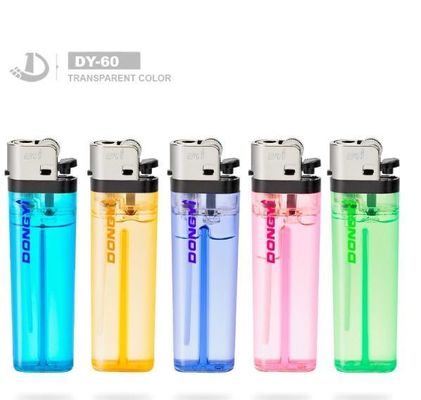 Modello di plastica N.O. DY-60 Accendino a gas di pietra a sigaretta a colori trasparenti con consumo