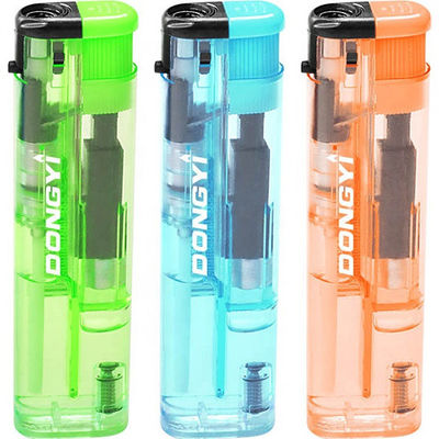 Accendino a prova di vento OEM a colori trasparenti per promozione Modello NO. DY-F012 7.88*2.1*1.1 CM