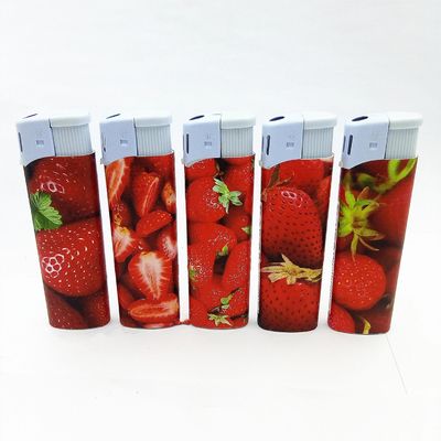 Accendino per fragole di plastica ricaricabile e colorato con funzione anti-bambino