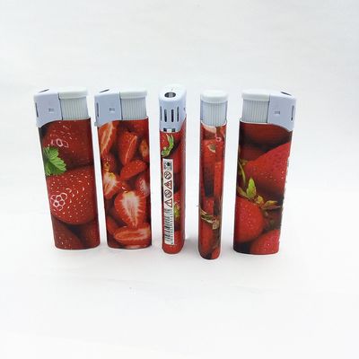Accendino per fragole di plastica ricaricabile e colorato con funzione anti-bambino