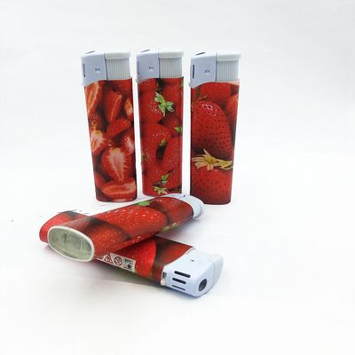 Accendino per fragole di plastica ricaricabile e colorato con funzione anti-bambino