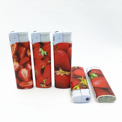 Accendino per fragole di plastica ricaricabile e colorato con funzione anti-bambino