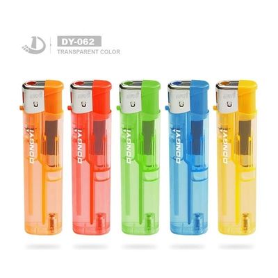 Accendino per sigarette di colore trasparente di 8,1*2,03*1,16 cm con funzione ricaricabile