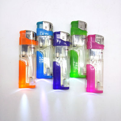 Accendino a colori trasparenti con LED Logo personalizzato