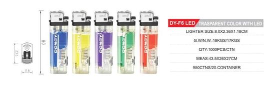 Accendino a gas a pietra con luce a LED Dy-F6 LED 80*23.6*11.8mm Accendino a LED da cucina