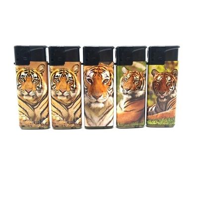 ISO9994 Standard Turbo Flame Windproof Gas Lighter con Tiger Sticker Logo personalizzato